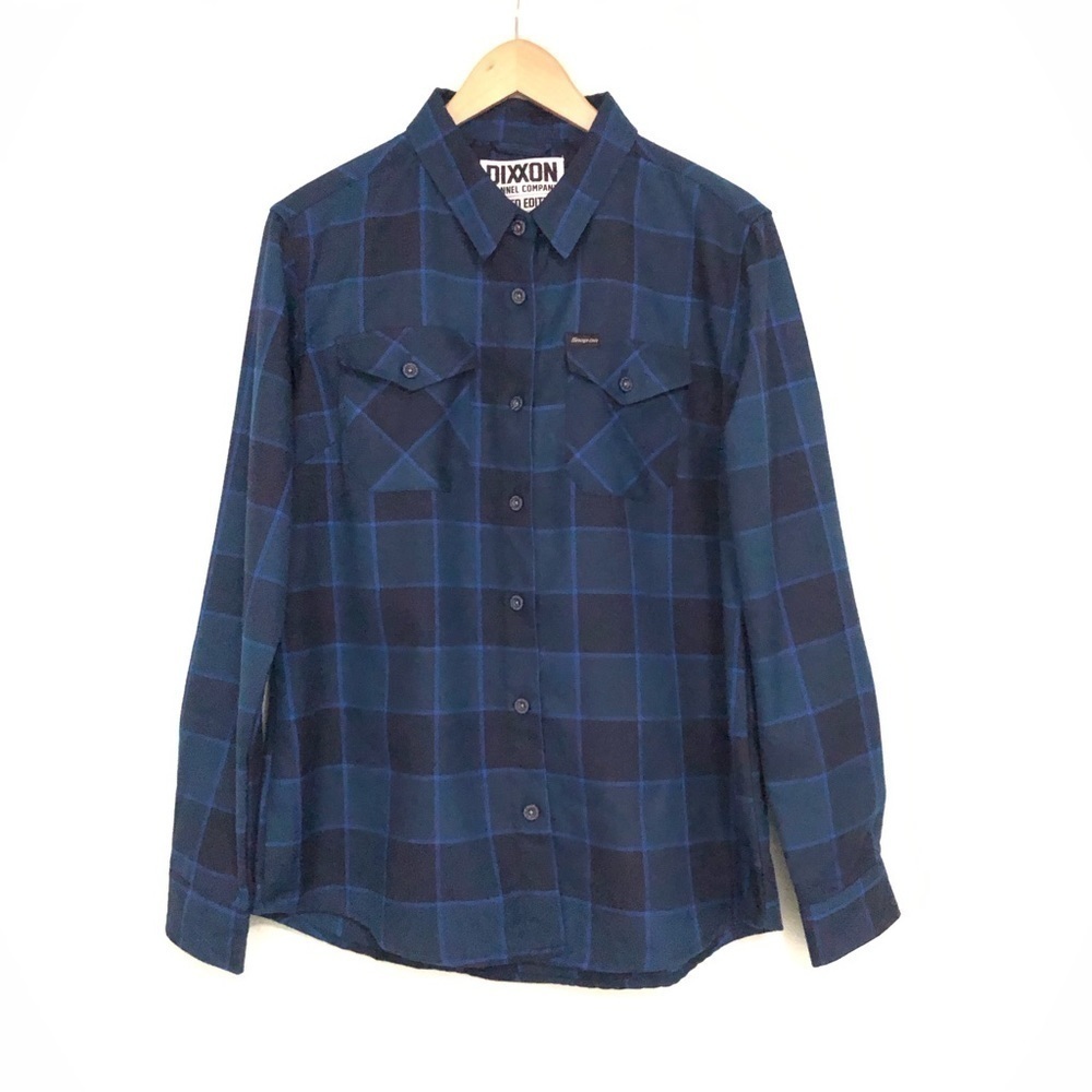 Dixxon Flannel Company Blue & Black Checker Button Down Long Sleeve Womens Large